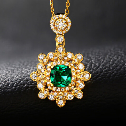 Haikai Necklace Women's Emerald Gemstone Necklace Luxury Jewelry Valentine's Day Birthday Gift for Wife Emerald Necklace (1.3 carats/selected flawless)