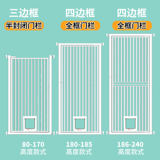 No-punch pet gate fence, anti-cat isolation fence, dog guardrail, indoor anti-jump railing, encrypted cat cage, customized, white, height 170 cm (+ cat door customized), width range 118-126 cm, please note when placing an order