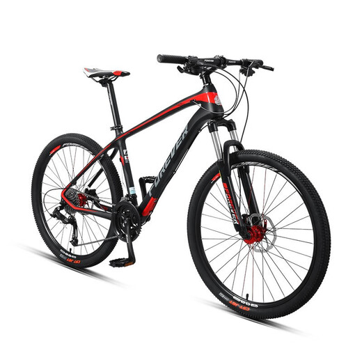 FOREVER 27.5-inch carbon steel mountain bike Shimano variable speed oil disc brake bicycle Black and red factory delivery