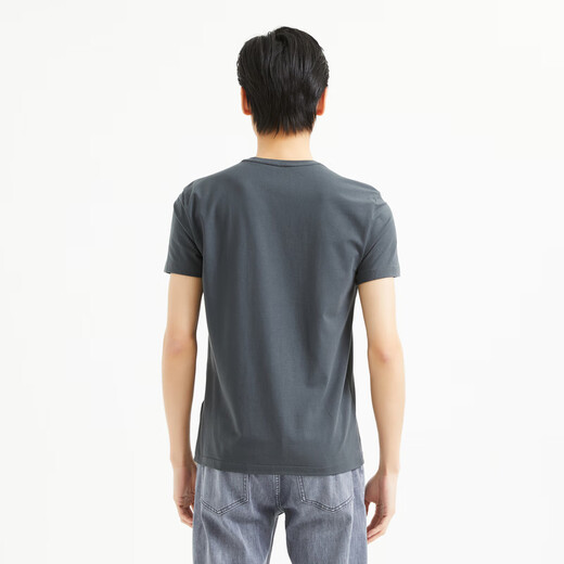 Lilang light fashion men's clothing [one guide wet] T-shirt men's LOGO printed short-sleeved inner bottom shirt Q4QNY202 dark gray L (175)