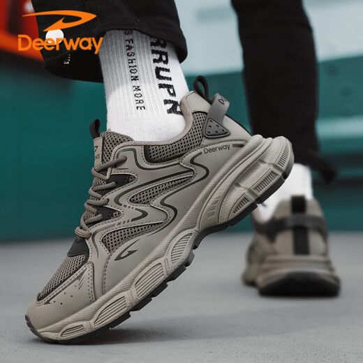 Sneakers Deerway Chaussures masculines 2025 Chaussures d'été Chaussures décontractées pour hommes épaisses semelles respirantes chaussures papa marron 42