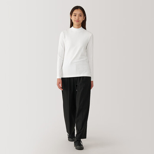 MUJI women's raised rib knit half turtleneck long-sleeved T-shirt base layer for winter BBD93C4A white S