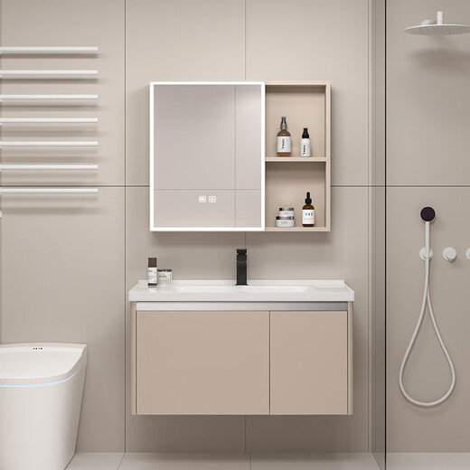 Gabinete de baño de Yidashang Lavado de tocador Combinación de la cuenca del baño Basina de cerámica Integrada Basina de cerámica de 40 cm + Gabinete de espejo P3271