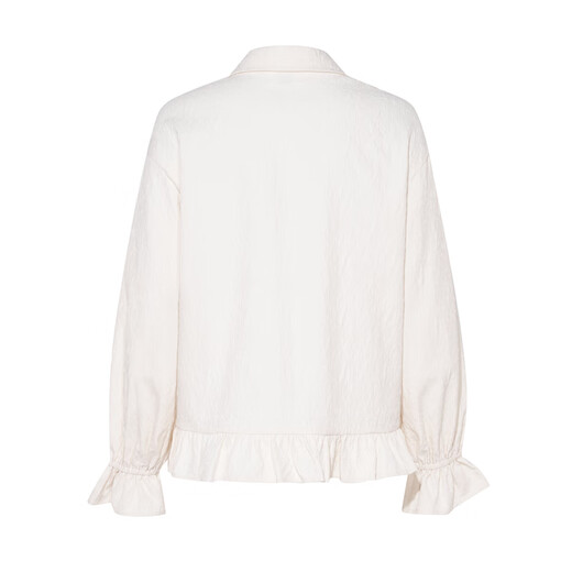 Two or three things chasing the wind diary 2025 winter new style literary style ruffle hem embroidered placket printed shirt for women apricot M