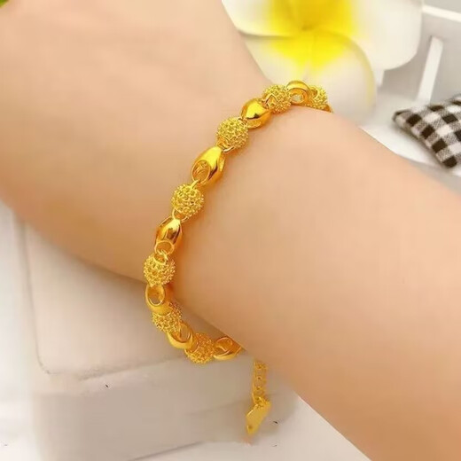 Big leak Hong Kong genuine 999 gold bracelet light sand solid round beads transfer beads sand gold bracelet gift rose gold bracelet + gift box