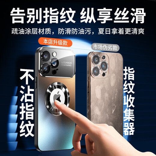 Eddga (Eddga) convient au boîtier de téléphone mobile Apple 15 Promax Magnétique Charge givrée en verre est livré avec un film d'objectif Full Boître à l'épreuve de poussière et à la prévention de l'automne Modèle Mélier Mendre Apple 15 Promax [Couleur primaire de chargement de charge magnétique] Film de diamant en plein écran Men