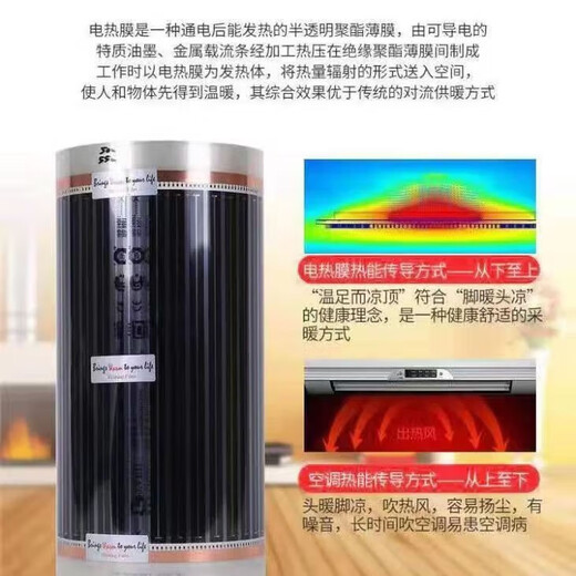 Graphene electric heating film electric heating sheet Korean electric heating Kang electric heating film household carbon fiber board adjustable temperature electric floor heating 1*1.75 meters free single thermostat and free insulation film