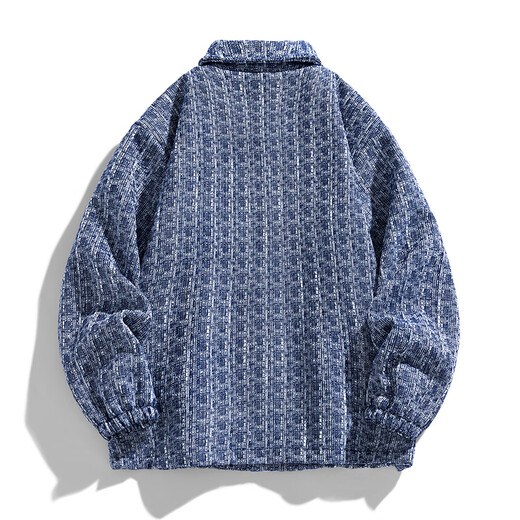 WYBT official brand jacket men's lapel casual top trendy brand handsome little fragrant style jacket cotton thickened couple wear blue XL (120-140Jin Jin equals 0.5 kg)