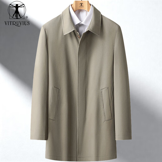 Брендовая ветровка VITRUVIUS, мужская повседневная деловая куртка средней длины из чистого хлопка с лацканами и потайными пуговицами, темно-синяя 6XL 200/112A