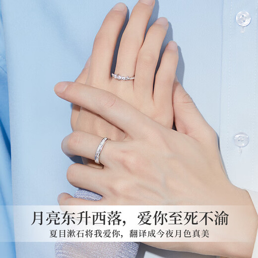 MZMZ Couple Ring Platinum PT950 Platinum Pair of Rings for Engagement, Marriage, Anniversary Birthday Gift for Girlfriend and Wife Moonlight Lovers Pair of Rings - Light Luxury