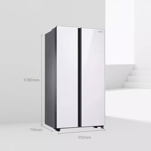 Refrigerador de doble puertas de caja de hielo de gran capacidad Samsung, flujo de aire completamente envolvente, conversión de frecuencia inteligente, refrigerador de panel de vidrio templado RS62R50371L/SC 655L White