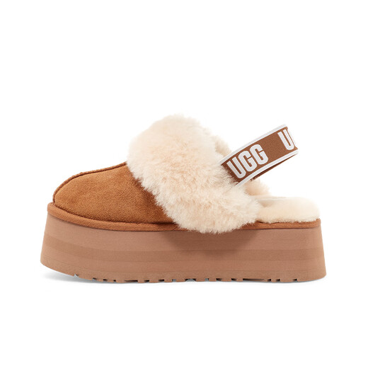 
UGG Autumn New Women's Thick Sole LOGO Elastic Strap Lazy Fur Shoes 1113474CHE Maroon 38