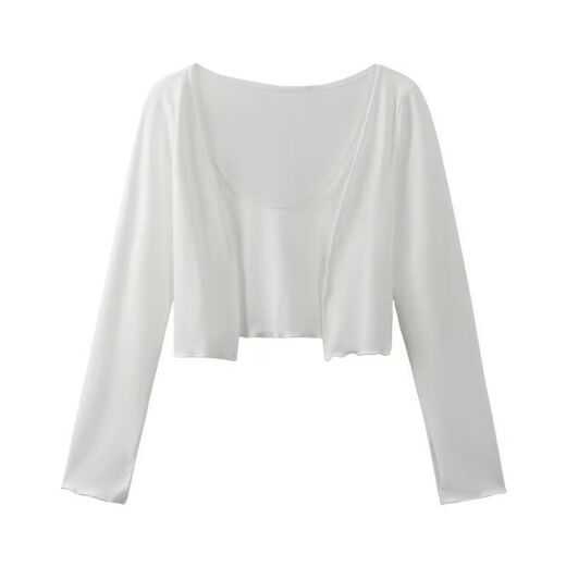 Mu yoyu trug Strickjackenschal für Frauen in der Sommerbluse, dünnes heißes Mädchen trug einen kleinen Mantel für Frühlings- und frühen Herbstduft 9923 Weiß - Bauchabdeckung Top M- Bauchabdeckung Top