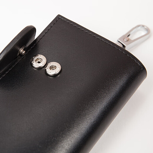 袋鼠男士真皮钥匙包2024时尚新款多功能锁匙包男士时尚休闲包 黑色平纹