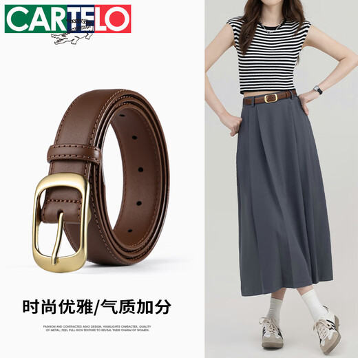 Katile Crocodile Women's Leather Belt Cowhide Korean Decorative Idle Belt Simple and All-match Pin-buckle Belt New Year Birthday Gift