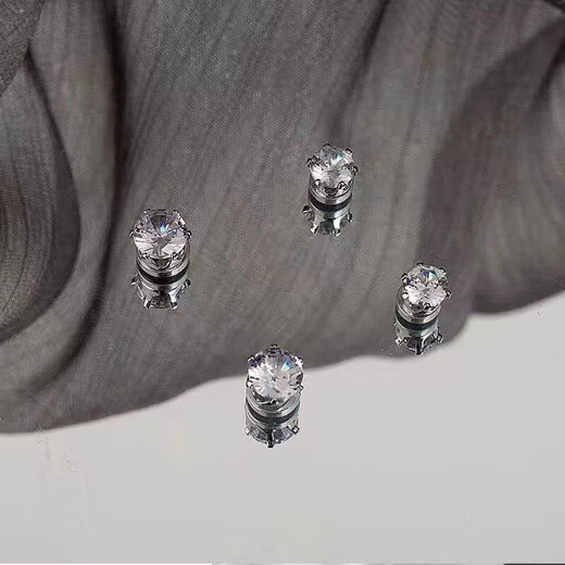 QMXD ear clips for boys, simple and fashionable non-pierced earrings, light luxury and high-end niche fake earrings, magnetic and unique accessories, magnetic ear clips, 6mm pair