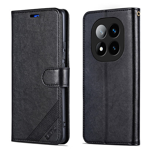 AZNS 红米Note14Pro手机壳翻盖皮套钱包式Redmi note14pro+5G前后全包保护防摔软壳侧翻复古商务男女新 棕色 型号【红米note14Pro】