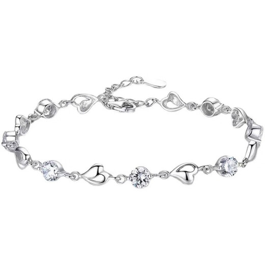 Fat Donglai's same style pt950 platinum bracelet for girls, new popular 18k white gold diamond bracelet for girlfriend to give birth to, I love you white diamond + exquisite gift box + certificate included