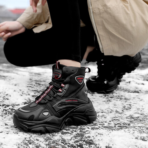 Yijiabao Schneestiefel für Frauen im Winter plus Samt warme Baumwollschuhe Marke Frauenschuhe Vielseitige Schuhe für Frauen 2025 neue Vater Schuhe erhöht 38 empfohlen, eine größere Größe zu nehmen