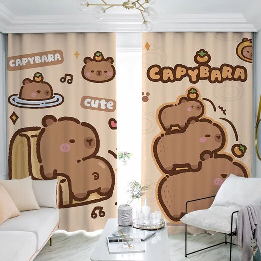 Cortina de la cama de Yingtang Kapibala Capybara Cortinas personalizadas dormitorio Apartado NUEVO estilo Roomer Bay ventana de la sala de niños Aislamiento Aislamiento de aislamiento Cortina Budista (12172) Modelo de gancho 1.2m de ancho 1 pieza/altura Personalización Nota