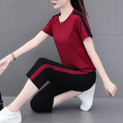 NY-EMMA-Sportanzug für Kurzärärmel-Sommer-Dünn-High-End-Stylish Small Casual und Mode Running Suit zweiteiler Set 683 Gray (Crophose Set) 2XL (Empfohlen 125-140jin [Jin entspricht 0,5 kg]))
