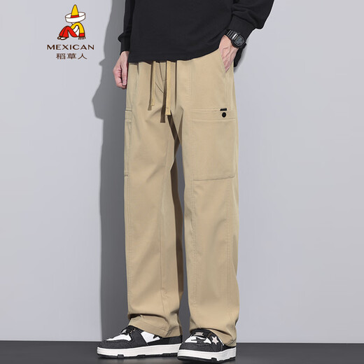 Vogelscheuche amerikanische trendige Arbeitshose für Männer im Herbst und Winter Neue losen Plüschsportarten Straight Casualhose Militärgrün Z9856 m