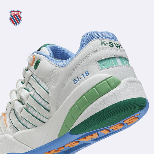 Kswiss [Gleicher Stil in der Show] Freizeitschuhe für Männer und Frauen Frühlingspaar lässig Fashion Slam Schuhe 9275-US 148 Wimbledon Weiß/Liebhaber Green/College Blue 38