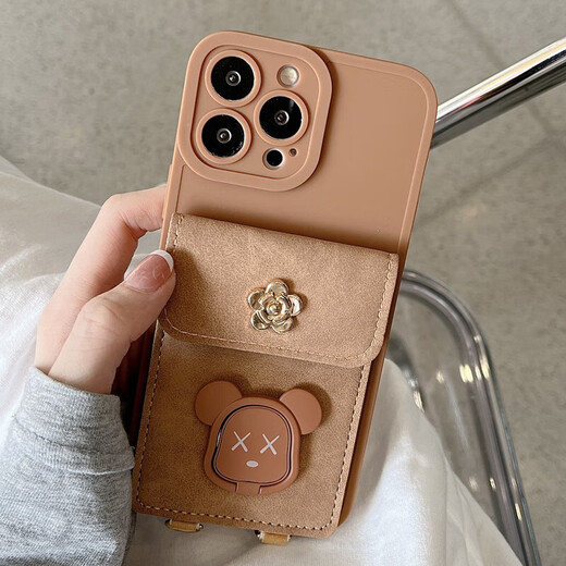 优束 适用华为nova14手机壳13/12活力版11Pro小清新可插卡9/8斜挎7se可背挂绳6/5i零钱包30手提珍珠链 暴力熊卡包棕色 华为 nova 11 SE