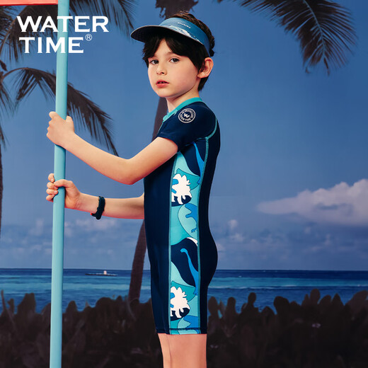 WATERTIME children's swimsuit boy summer one-piece sun protection medium and large children's swimsuit 2024 new boys' swimsuit jungle dinosaur one-piece 135-145cm weight 29-36kg10 years old