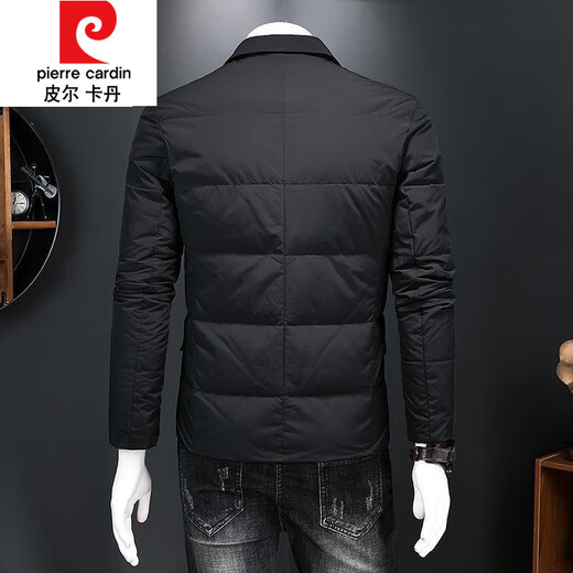 Pierre Cardin autumn and winter new suit collar cotton jacket men's trendy slim youth suit casual warm cotton jacket black M recommended 80-110Jin Jin equals 0.5 kg