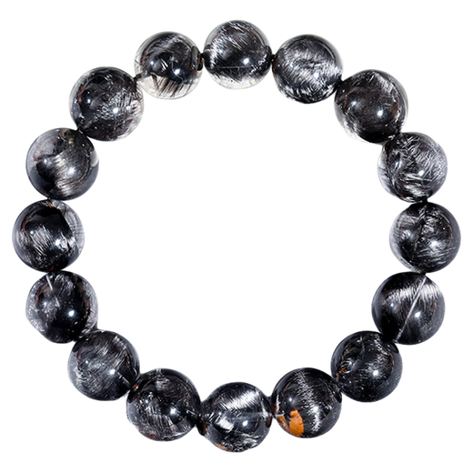 Eternal symbol collection grade natural black silver titanium crystal bracelet black crystal bracelet energy black hair crystal birthday gift for men and women collection grade black silver titanium-7mm