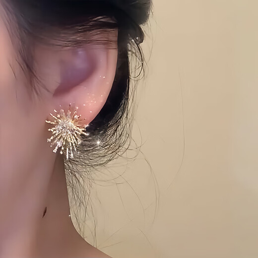Tapaying Fashionable Zircon Fireworks Earrings Light Luxury High-end Autumn and Winter Earrings Korean Style Earrings Fashion Earrings New Style Fireworks Earrings Pair
