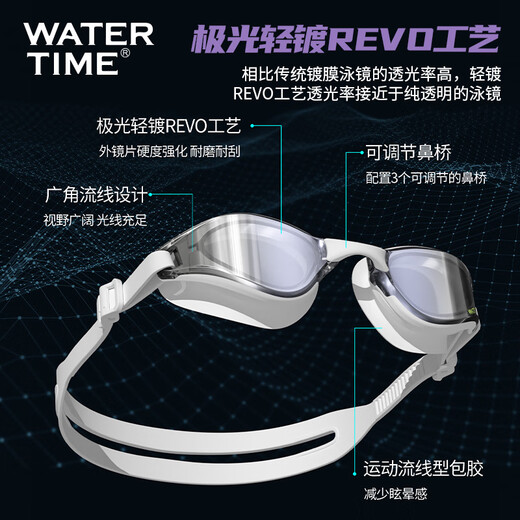 WATERTIME/Shuichuan swimming goggles myopia anti-fog waterproof large frame high-definition men's and women's professional swimming goggles black 400 degrees