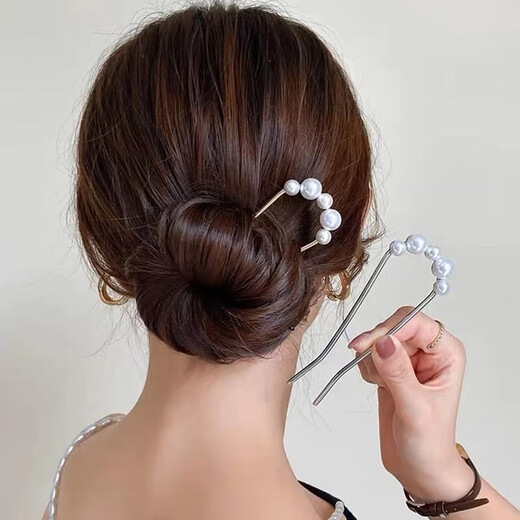 Two Worlds, Ancient Style Artificial Pearl Tassel Hairpin, Ball Hairpin, Metal Hairpin, Modern Simple Step-Shaking Cheongsam Hair Accessories