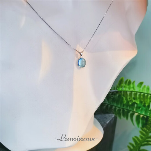 Luoyihai natural aquamarine necklace 925 silver original design clavicle chain pendant niche temperament natural aquamarine + 45cm silver chain