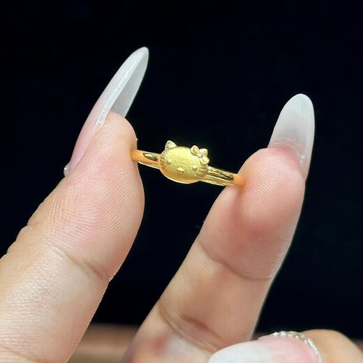 MHFDO (NAGA QUEEN) Old Phoenix Gold Store Gold Hello Kitty Ring Women's New 999 Pure Gold Kai 1.98g