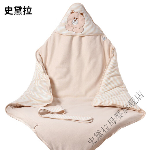 Stella baby quilt spring and autumn pure cotton newborn small bag quilt dual-purpose wrap autumn and winter newborn baby winter thickened quilt pure cotton-big-headed bear-autumn and winter thickened version-detachable 90*90cm