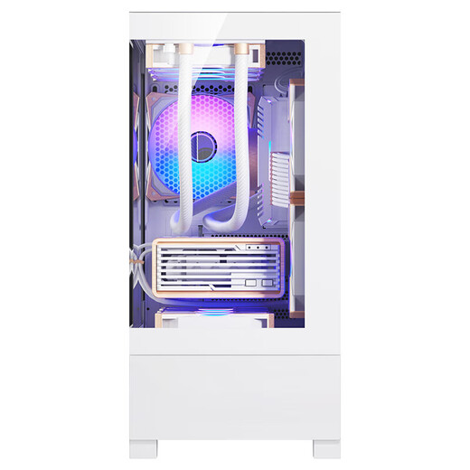 爱国者W60 海景房机箱 360水冷MATX台式电脑主机台式机无立柱全景房 白色【40CM显卡限长】