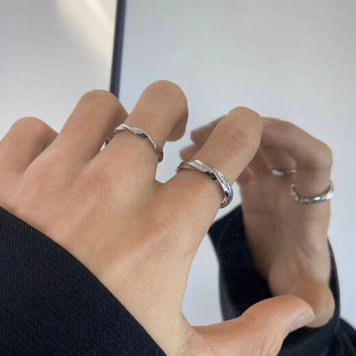 伊莉洛 戒指男款潮流套装嘻哈食指复古小众轻奢时尚开口指环可调节尾戒 莫比乌斯戒指【3件套】