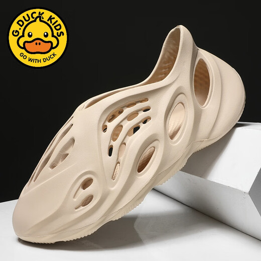 G.DuckKids Sandales pour enfants Internet célébrités Fashion Boys and Girls Baotou Beach Shoes Summer Parent-Child Children's Mid-Garn's Choes de trou pour enfants beige 22 -23