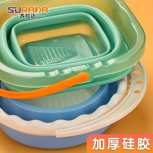 苏拉达(Surada)洗笔桶 可插笔水桶多功能调色盘洗笔筒美术绘画颜料画笔桶便携画画打水桶 洗笔桶+盖套装D-681 速写 马克笔绘画