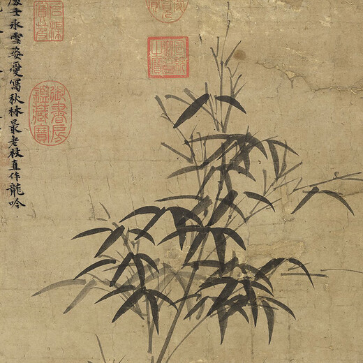 
Yuan Ni Zan's Spring Rain New Bamboo Pictures Ink Bamboo Pictures Ancient Flower and Bird Pictures Replica Antique Paintings Hanging Paintings Yuan Qian Selected Furong Mandarin Duck Pictures 12392 30X54 cm (spraying painting heart size) Framed