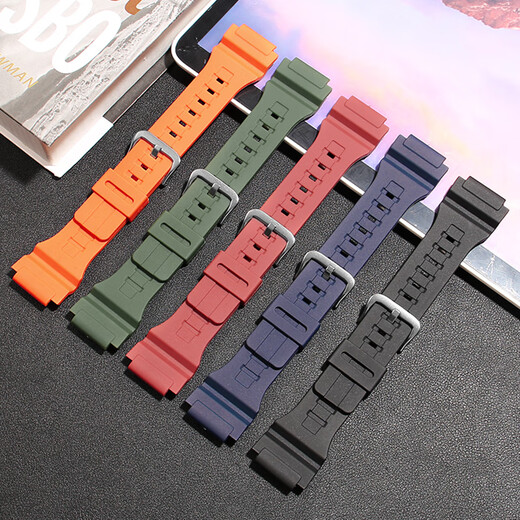 Shengqin is suitable for G-shcok Casio MCW-200H black gold model AE-1400 waterproof sports soft resin silicone watch with protruding bracelet replacement accessories men's 20mm black-black buckle 20mm