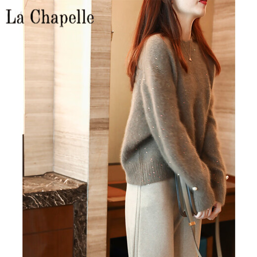 La Chapelle Small European Sweater Women's Chic Design Niche Tops Sweater Autumn and Winter Raccoon Velvet Pure 100 Automatic Heating Picture Color Pure 100 Automatic Heating M