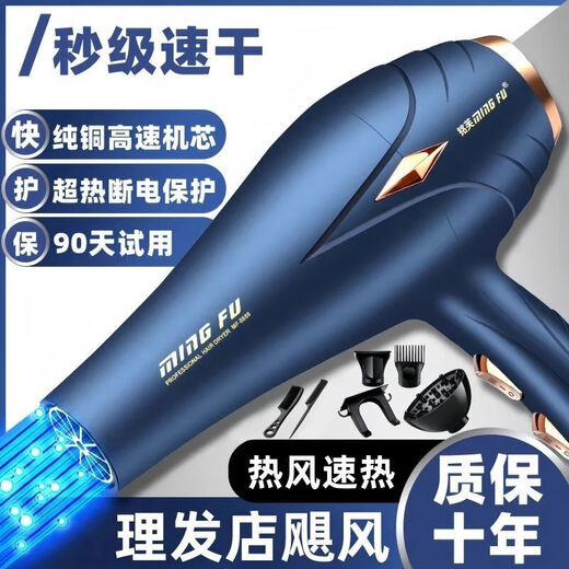 Hair dryer for hair salons, strong wind, home barber shop, high-power negative ion silent quick-drying hair care hair dryer, blue light hair care, black AC pure copper AC high-speed movement, 100% authentic