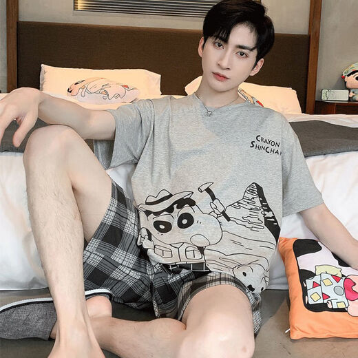Arctic Velvet (Bejirog) Sommer-Herren-Pyjamas kurzärmelige Shorts Thin Style-Teenager können große Hauskleidung für Männer tragen.