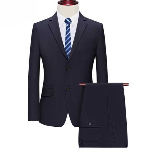 Jeep (Jeep) Traje de lana de lana de mediana edad para hombres Profesional de negocios Formal de vestimenta de ropa (Modelo 17): ZYXF16837 Navy (doble hendidura 46 (165/84a)
