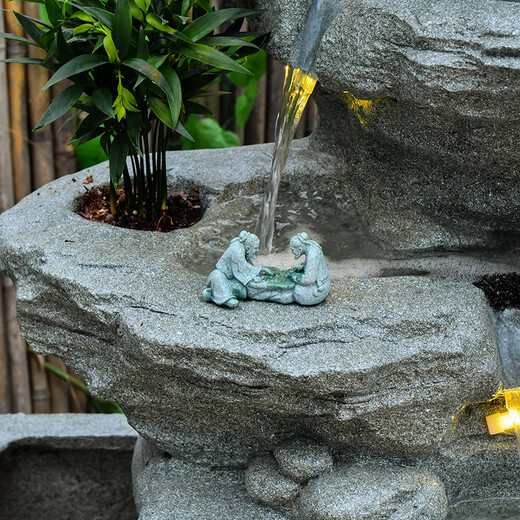 璨匠（CANJIANG）庭院户外假山鱼池高山流水喷泉摆件阳台落地招财风水轮循环水景观 5052+9039加高大山+5010加高小山