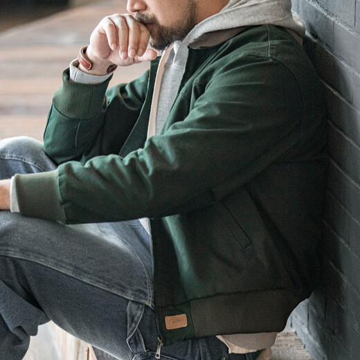 Madden Workwear American Retro Santa Fe Jacket Men's Corduroy Stitching Heavy Canvas Top Men's Casual Jacket Autumn Khaki M