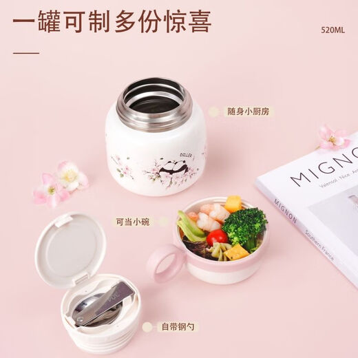 Jingmeido Panda Sakura Cup 2024 New Sakura Smoldering Pot Outdoor Thermos Thermos Cup Water Cup Maison Thermostoring Pot 9207 Pot de ragoût 530 ml